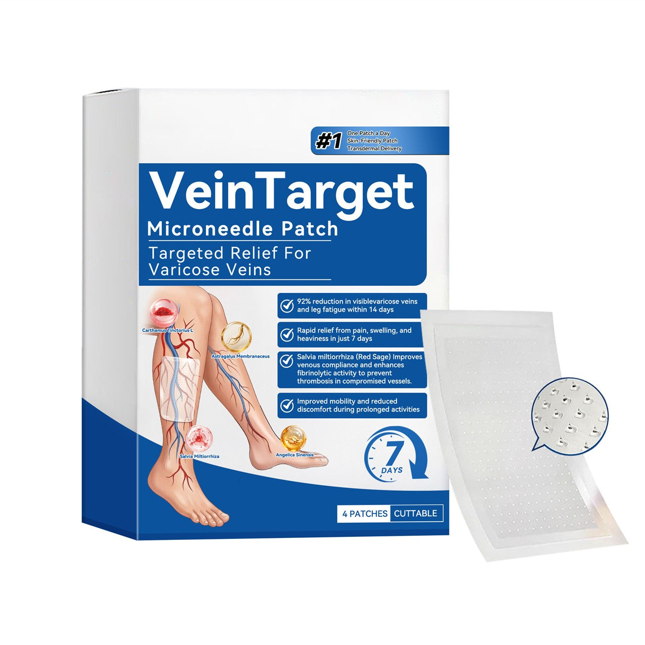 Leg Nourishing Microneedle Patch 4-Pack for Skin Care & Rejuvenation