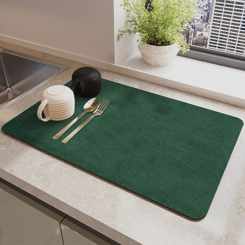 Absorbent Dish Drying Mat Water Drainage Pad for Kitchen Counter Non-Slip