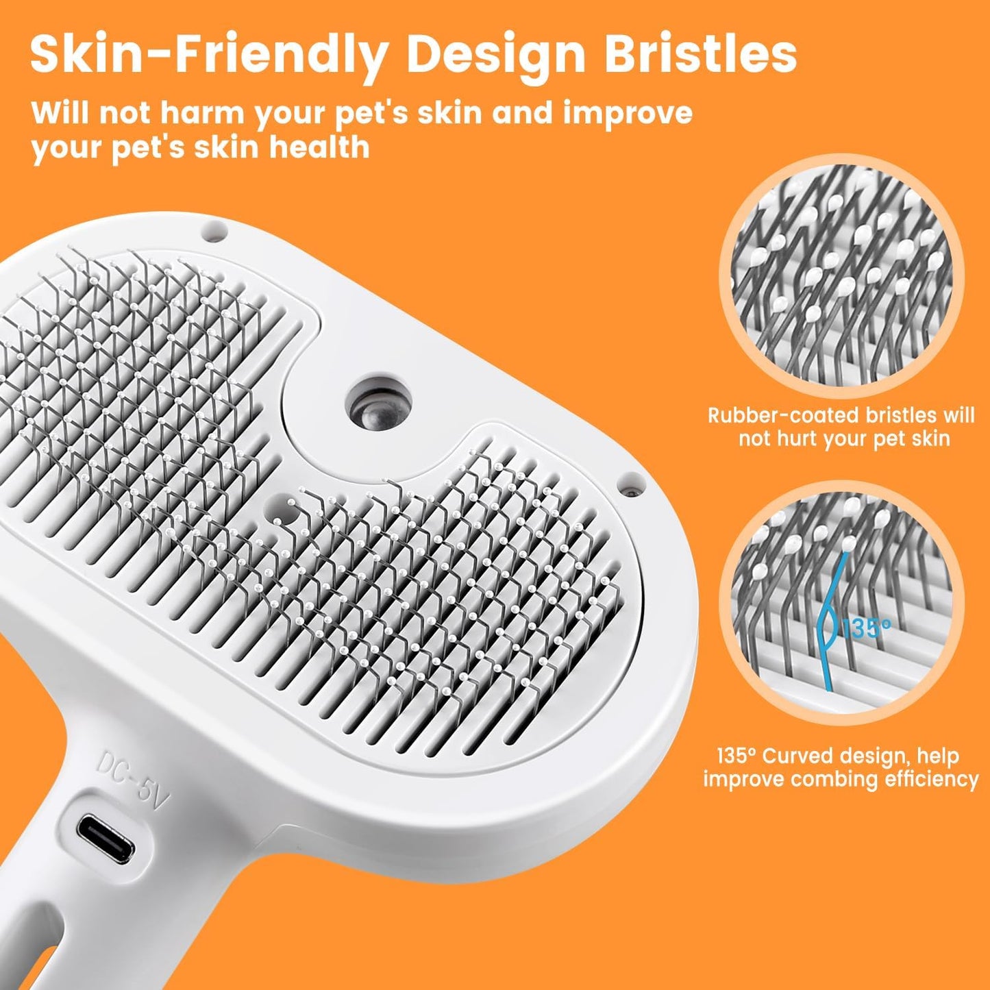 Pet Steam Brush for Cats and Dogs - Hair Removal & Shedding Grooming Tool