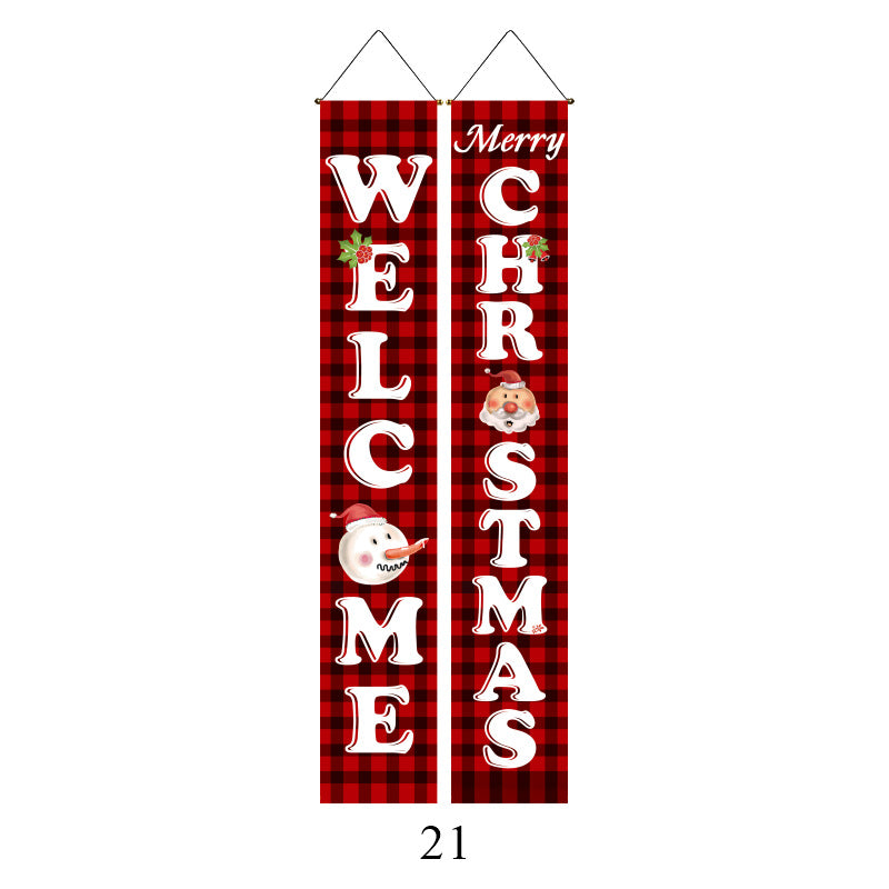 Christmas Lattice Curtain Hanging Flag for Festive Decor - Multiple Styles
