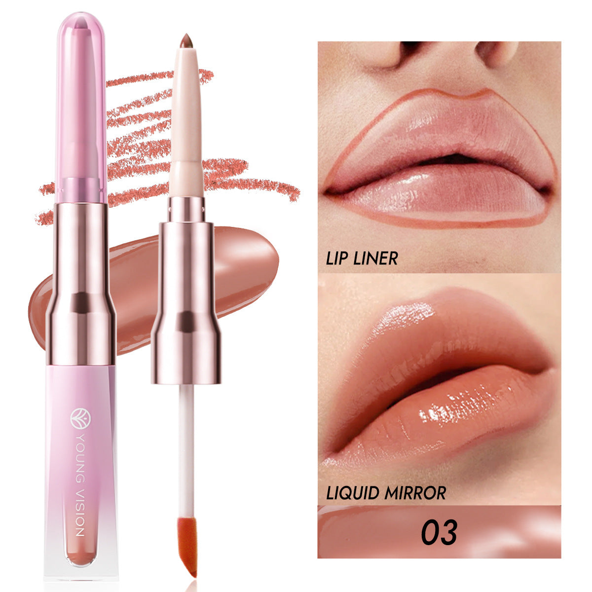 Multi-Purpose Lip Gloss Stick Set - Natural Colors, 0.2g & 5ml