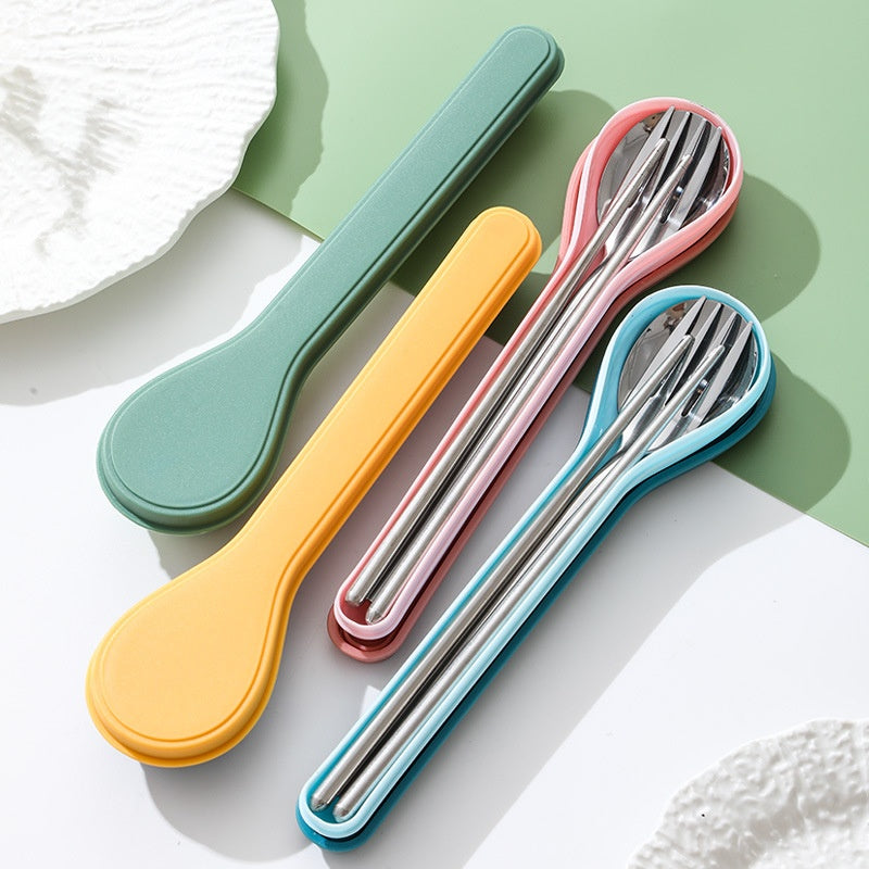 Stainless Steel Portable Flatware Set - Forks, Spoons & Chopsticks