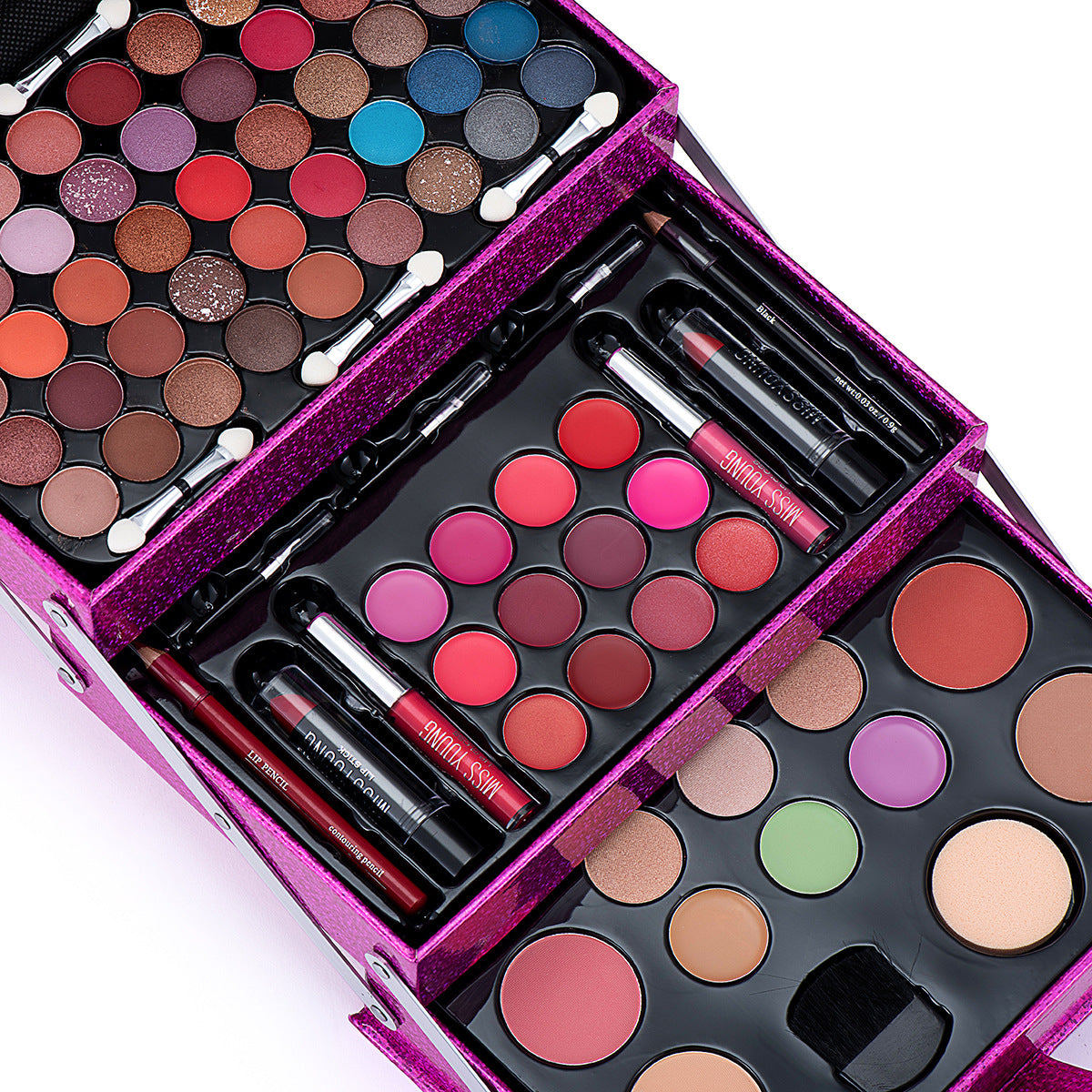 Makeup Set with Eyeshadow, Lipstick, Lip Gloss & Blush - Multiple Colors