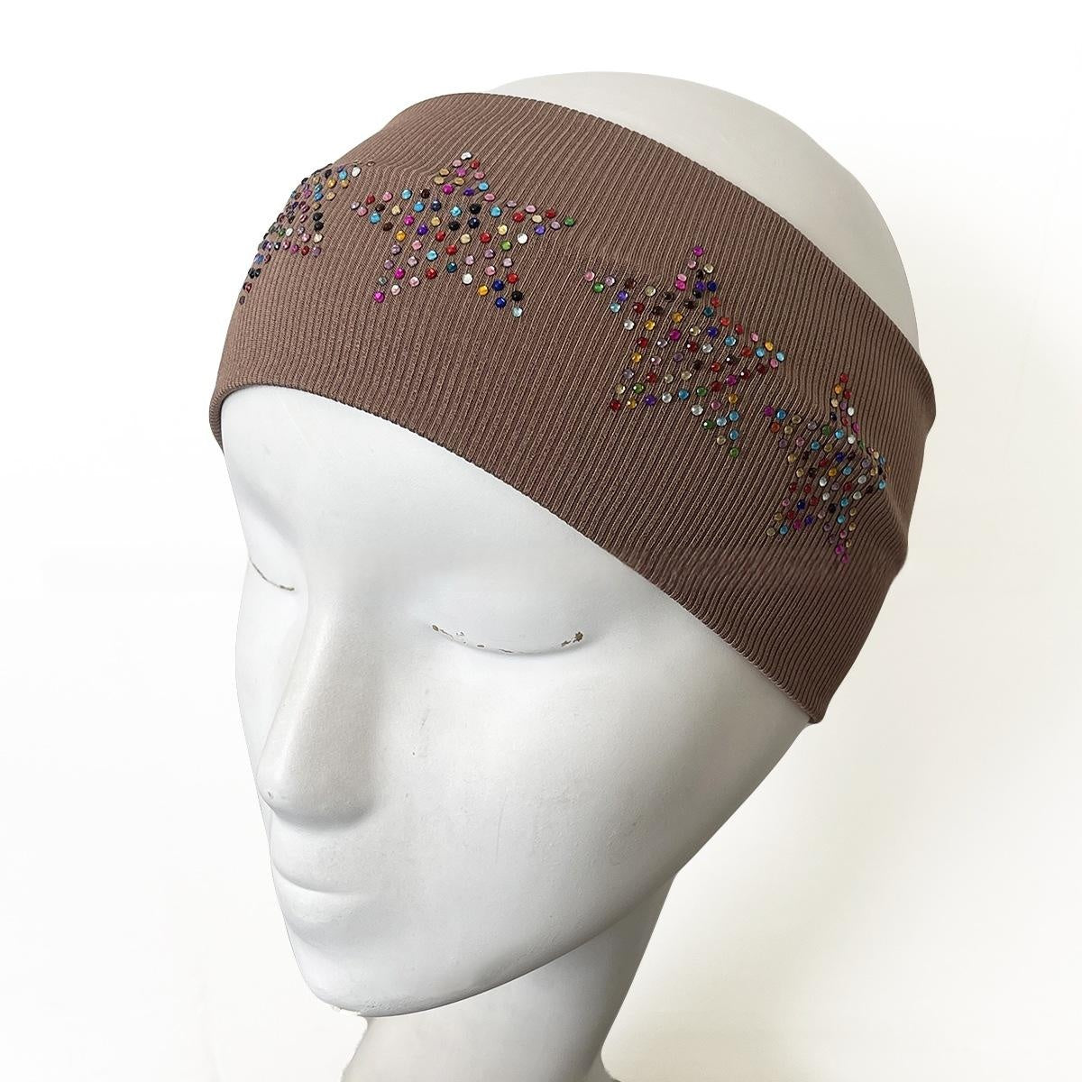 Five-Pointed Star Plaid Headband with Rhinestones