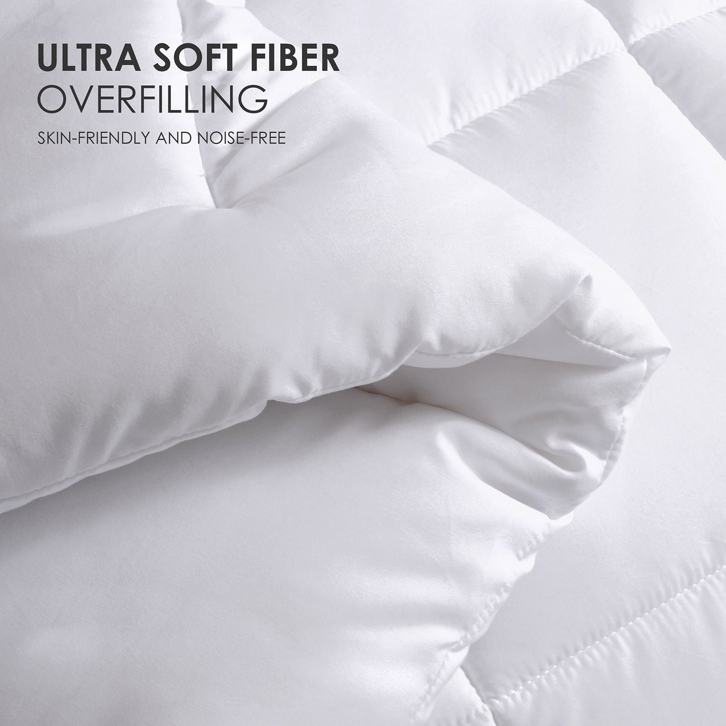 Luxury White Checkered Quilted Duvet Set - Winter-Weight Comfort
