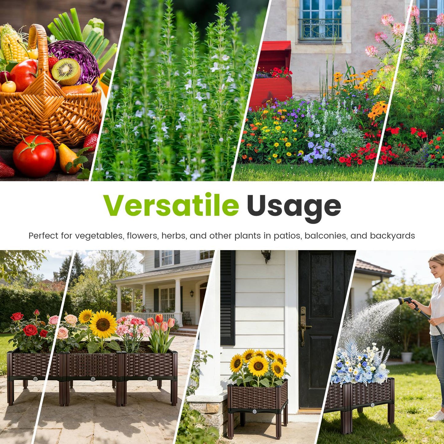 Outdoor Raised Garden Bed with Legs and Self-Watering System - Multiple Sizes