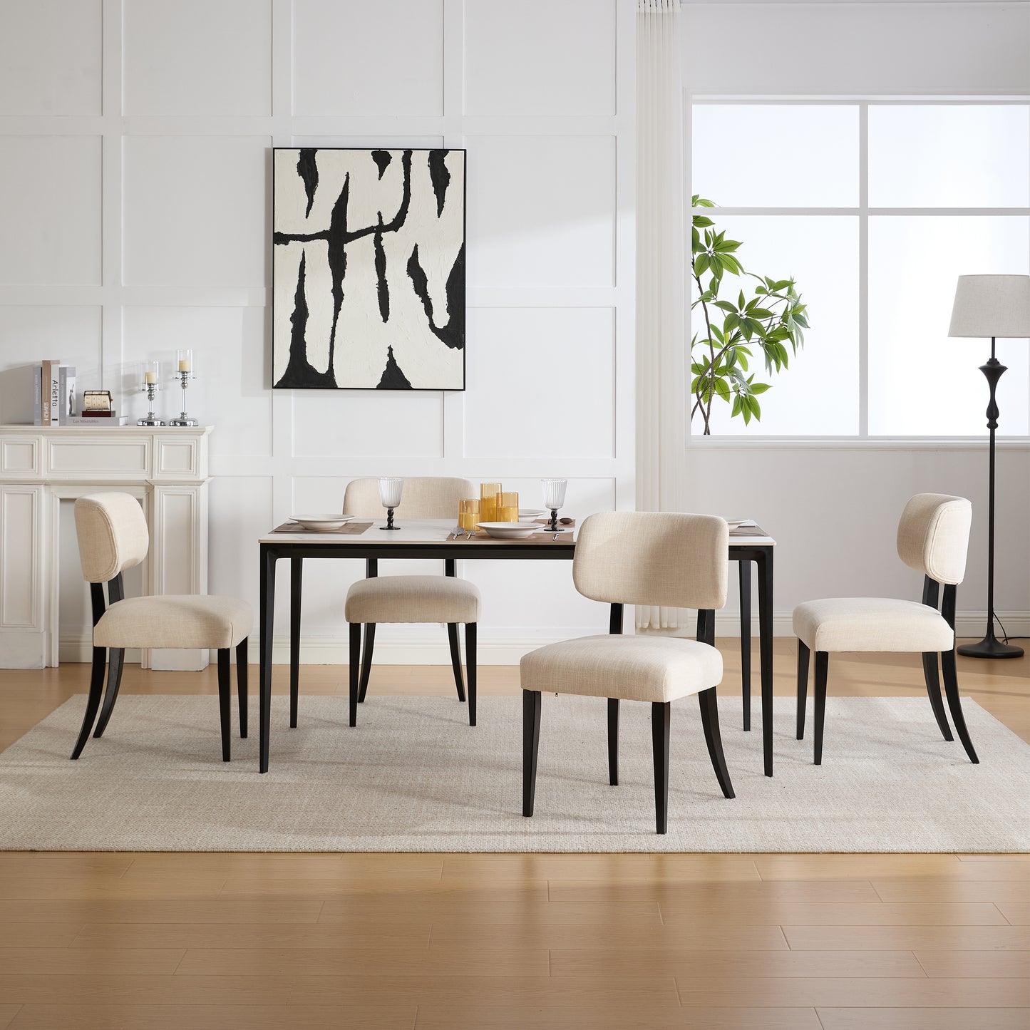 Modern Upholstered Dining Chairs Set of 2 - Cream