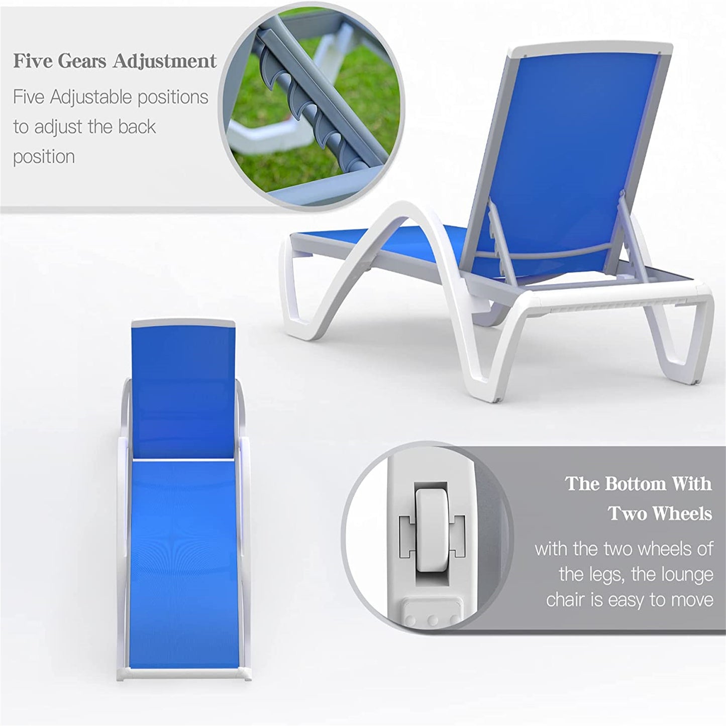 Patio Chaise Lounge Adjustable Aluminum Pool Chairs With Arm All