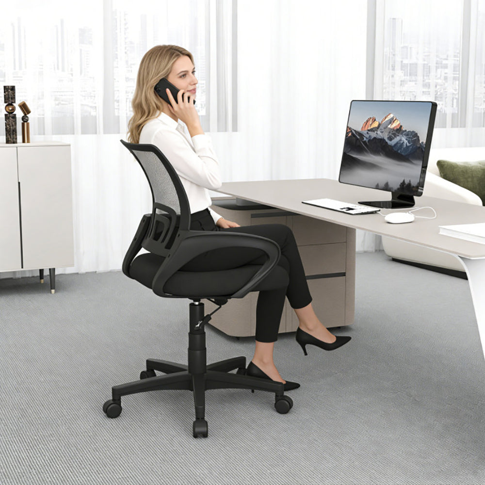 Mid-Back Mesh Office Chair Ergonomic Computer With Lumbar Support