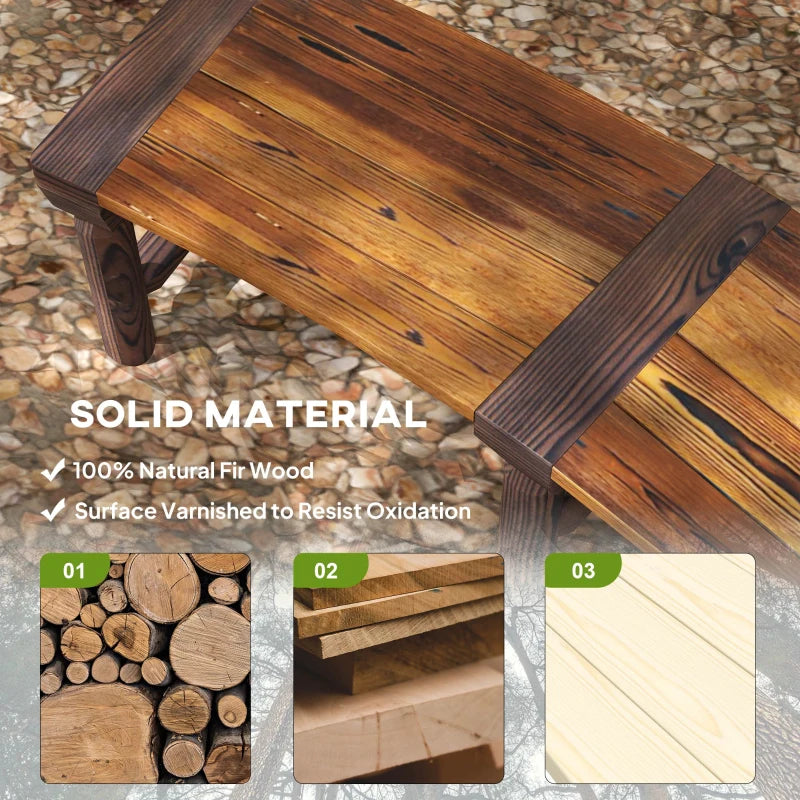 Wooden Semicircular Garden Bench - Brown Fir Wood