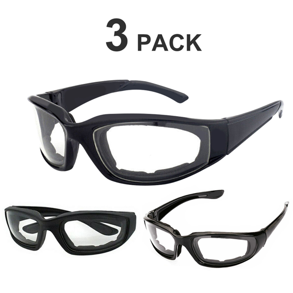3 Pairs Clear Motorcycle Riding Glasses - Wind Resistant Eye Protection