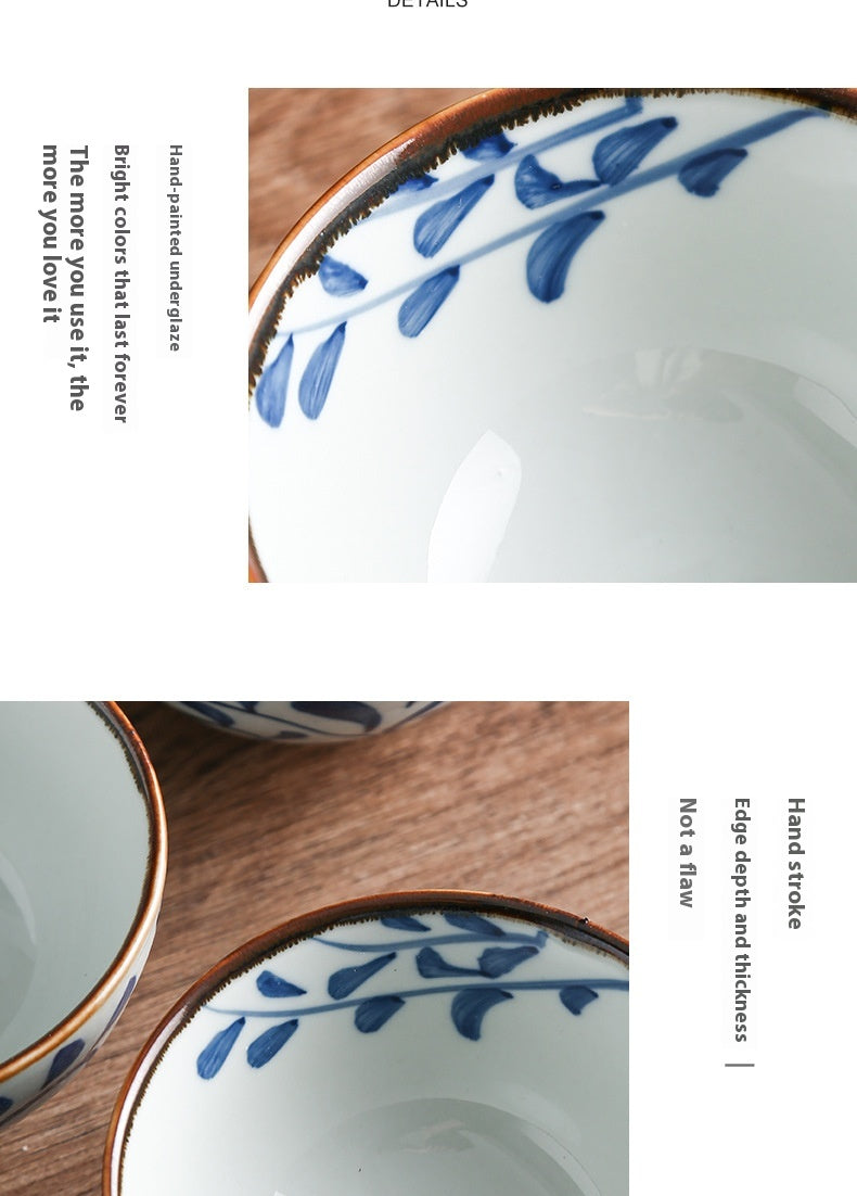Chinese Style Ceramic Hook Rattan Tableware Set for Kitchen Dining