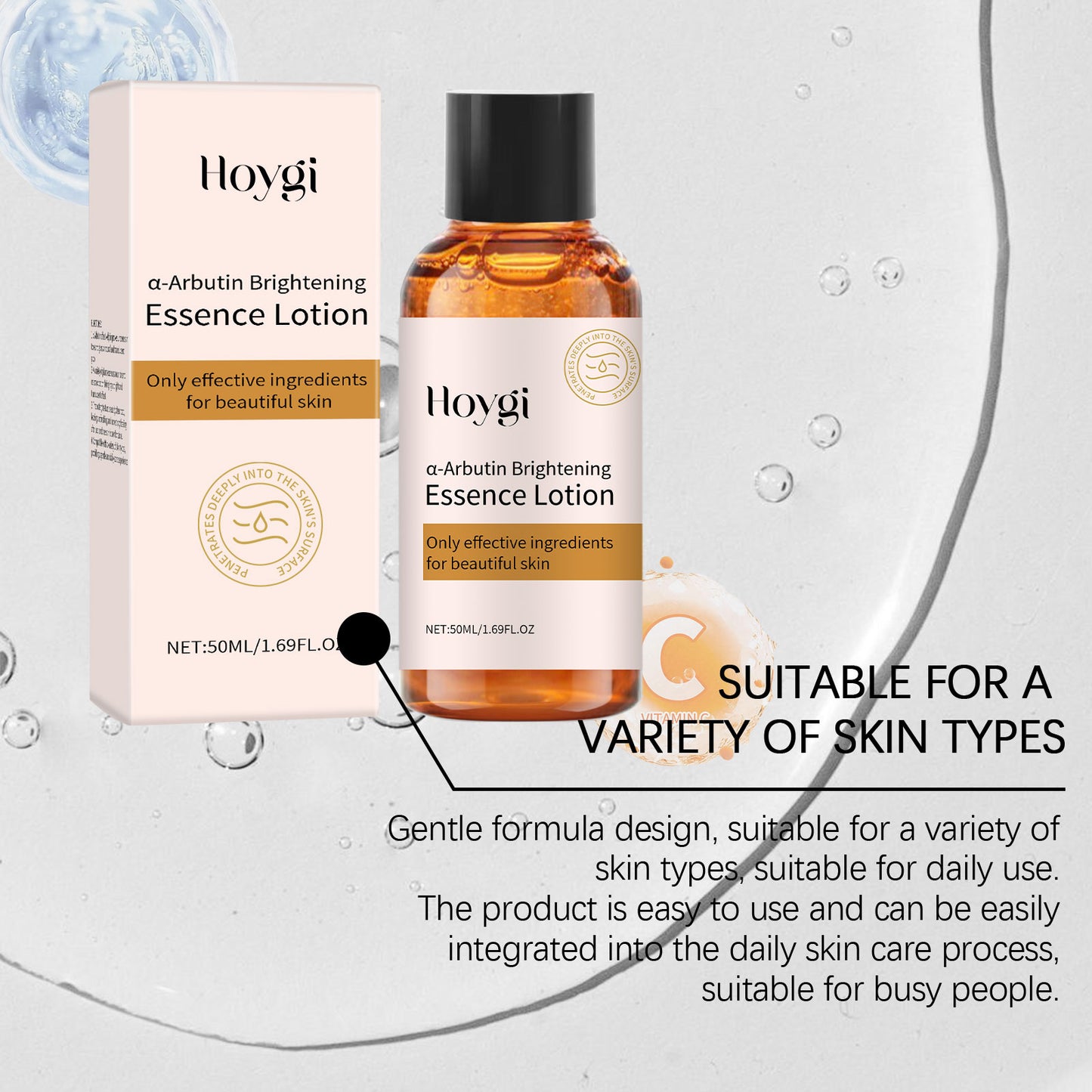 Arbutin Brightening Facial Essence Water - 50ml Moisturizing Formula