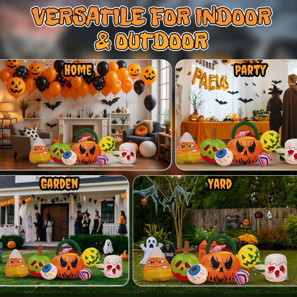 8FT Inflatable Halloween Pumpkin Ghost Decoration with LED Lights