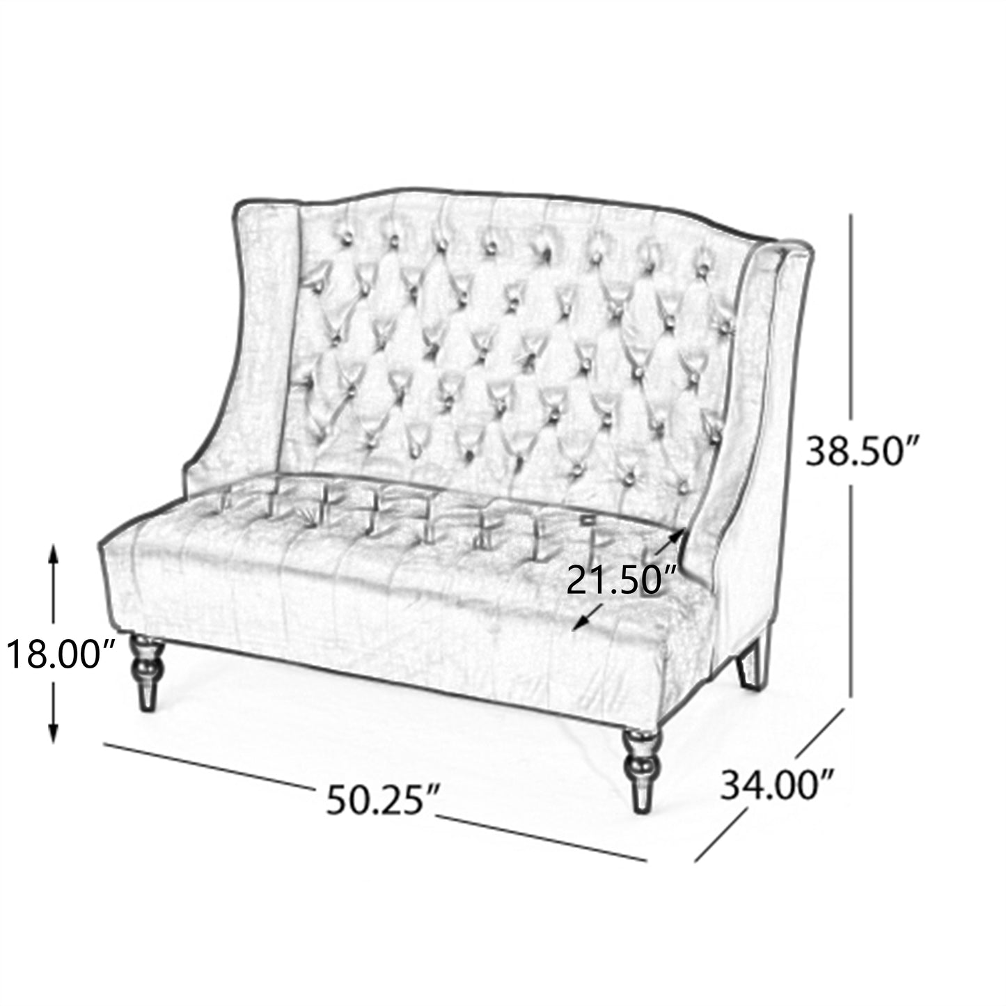 Modern Glam Velvet Loveseat Sofa - Grey