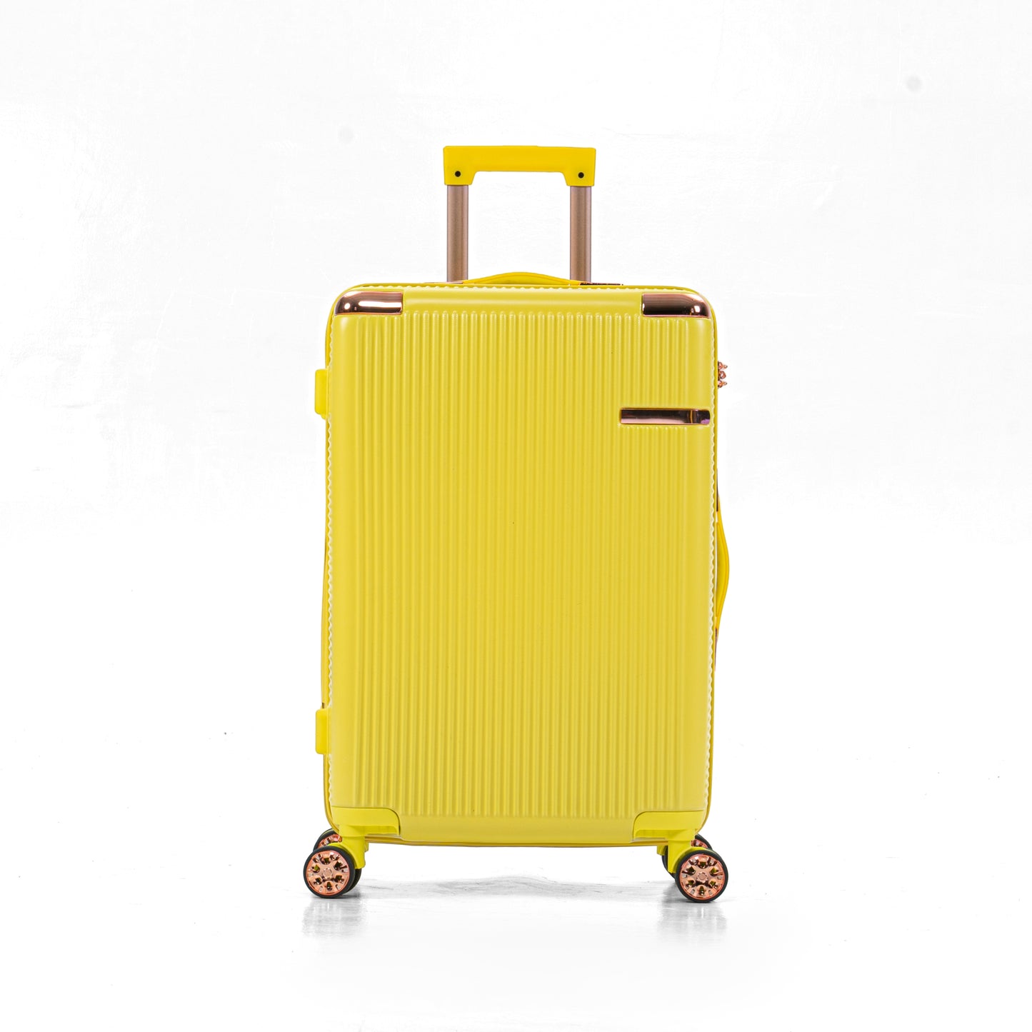 4-Piece Yellow Hard Luggage Set with 360° Rotating Wheels