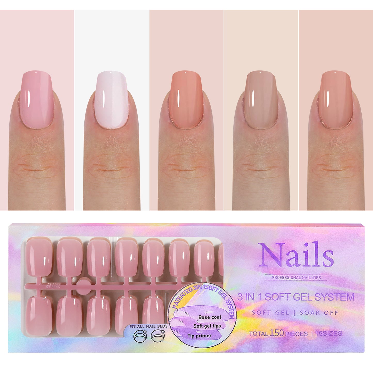 Manicure Nail Art & Wear Armor Set - French Seamless Detachable Tips