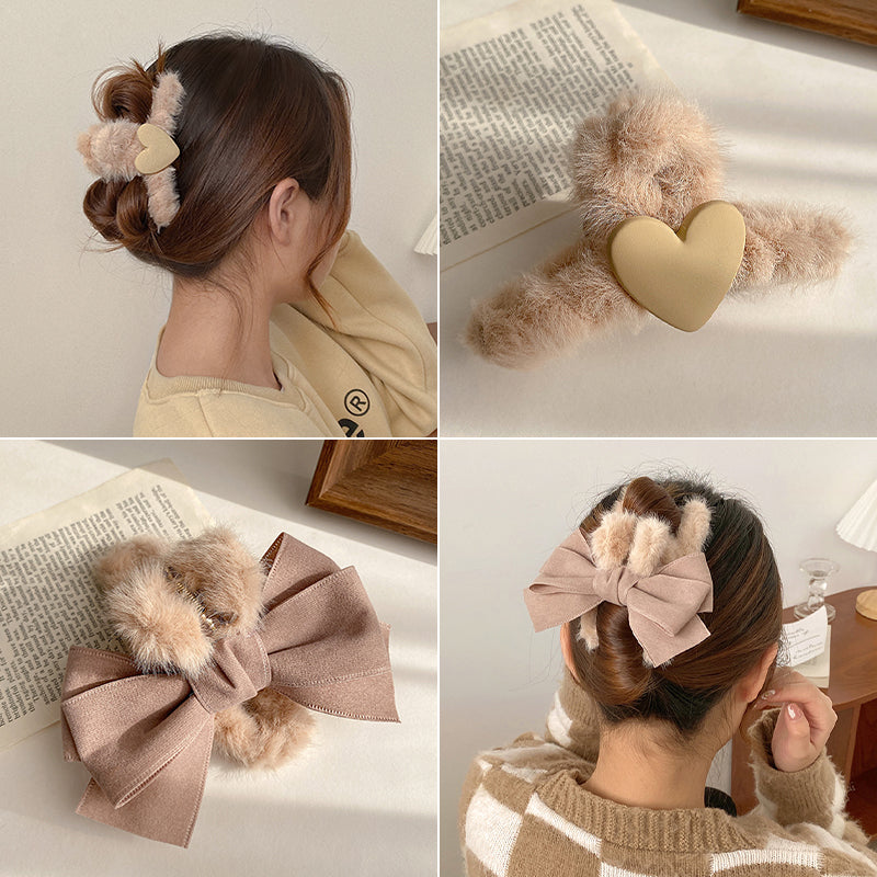 Plush Female Bowknot Shark Hair Clip - Big Head Accessory