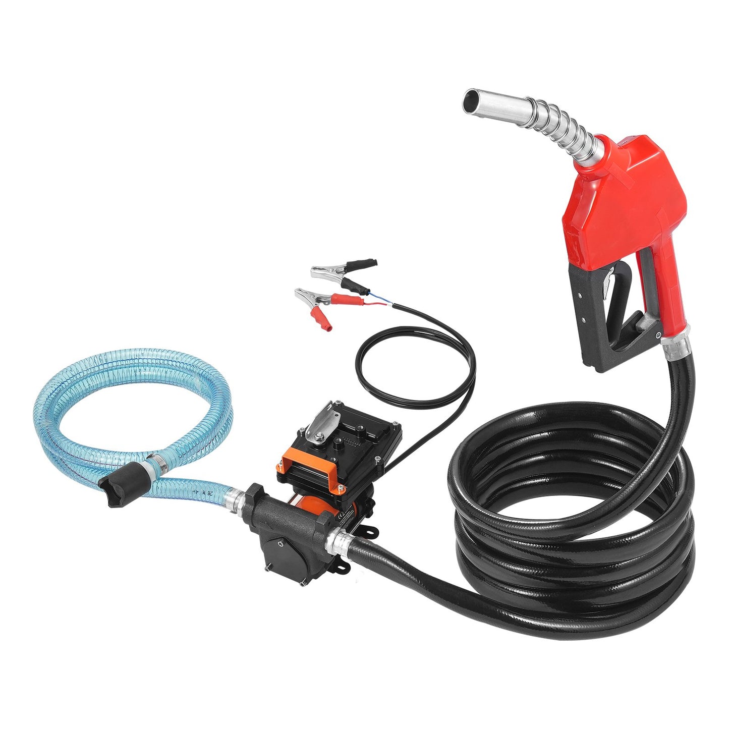 12V Diesel Transfer Pump 15 GPM with Auto Shut-Off Nozzle - Black