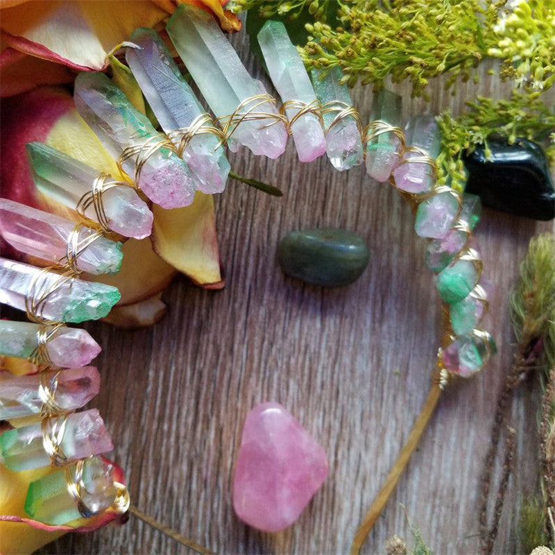 Crystal Crown Headband - Pink/Green