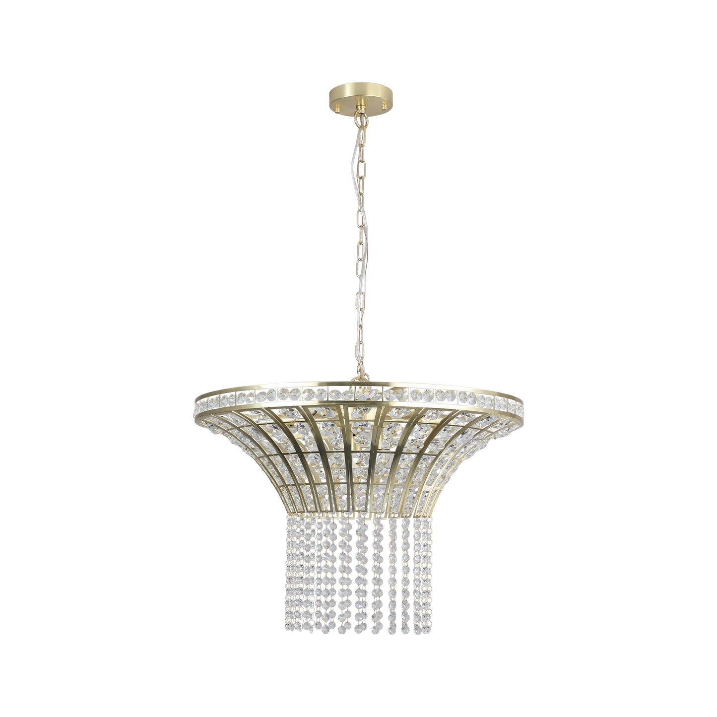 Modern Crystal Round Chandelier - Gold Finish Pendant Light