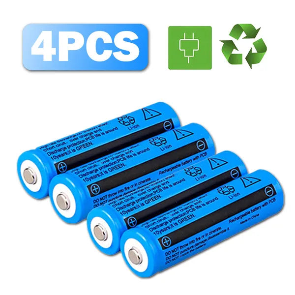 Rechargeable Lithium-Ion Button Top Batteries with USB Charger - 3000mAh, 3.7V, Multipurpose Power Supply