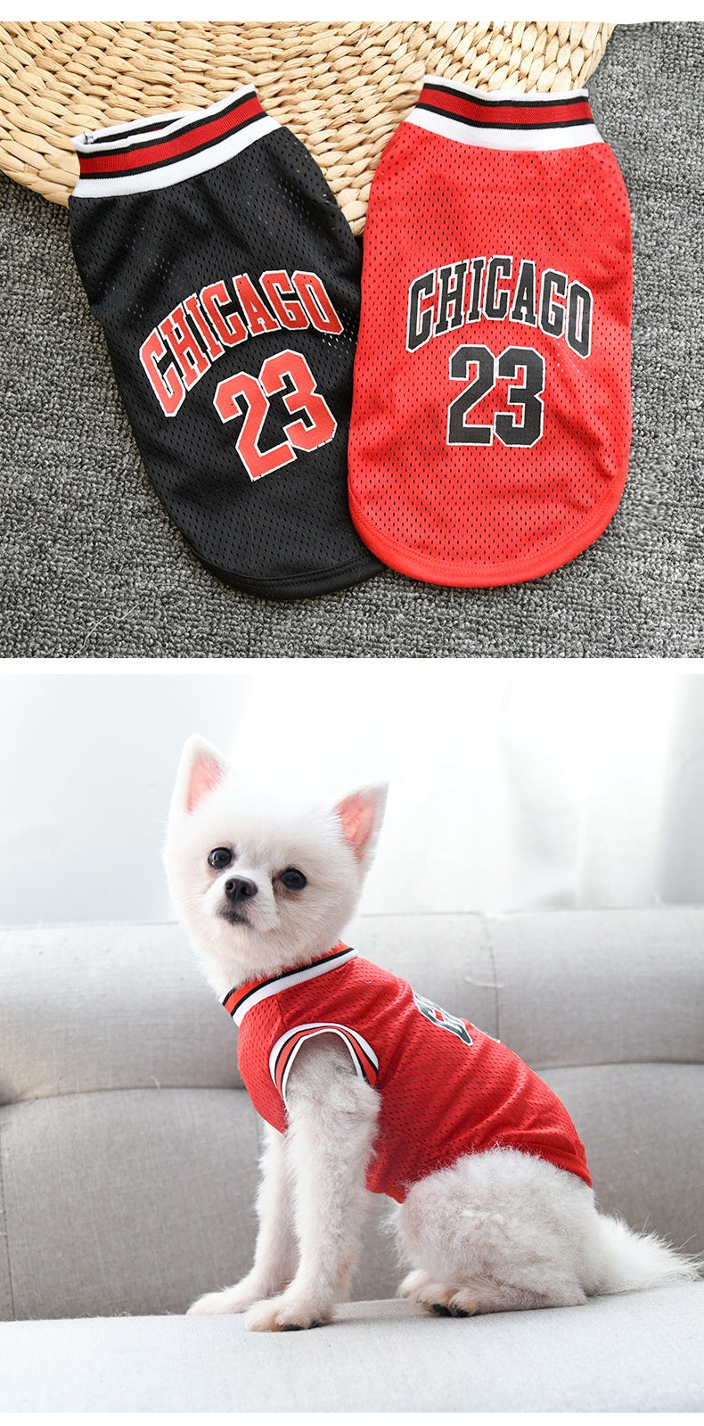 Large Mesh Basketball Dog Vest - Summer Pet Clothes for Active Dogs