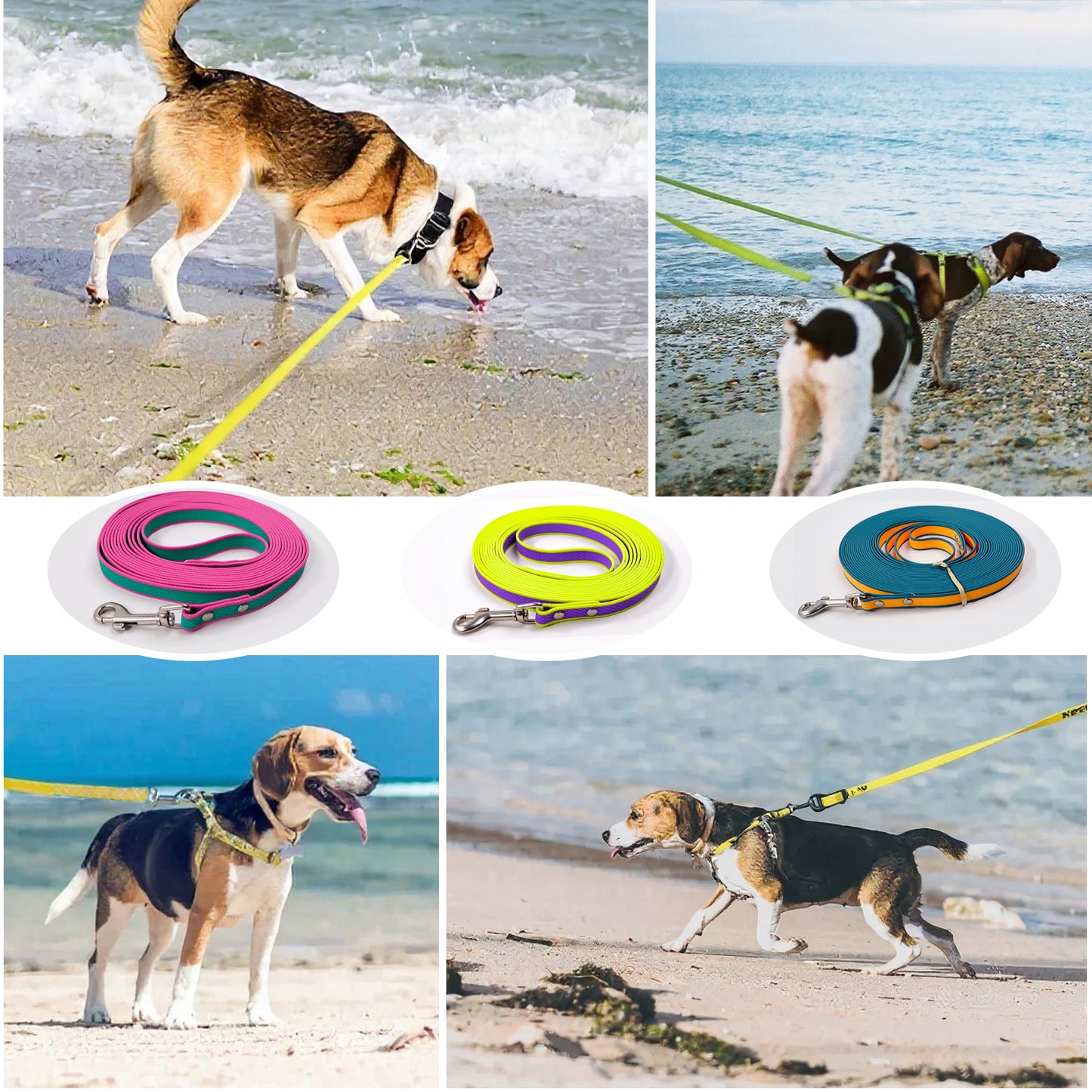 Pet Training Leash Waterproof PVC Coated Rubberized Durable Rope