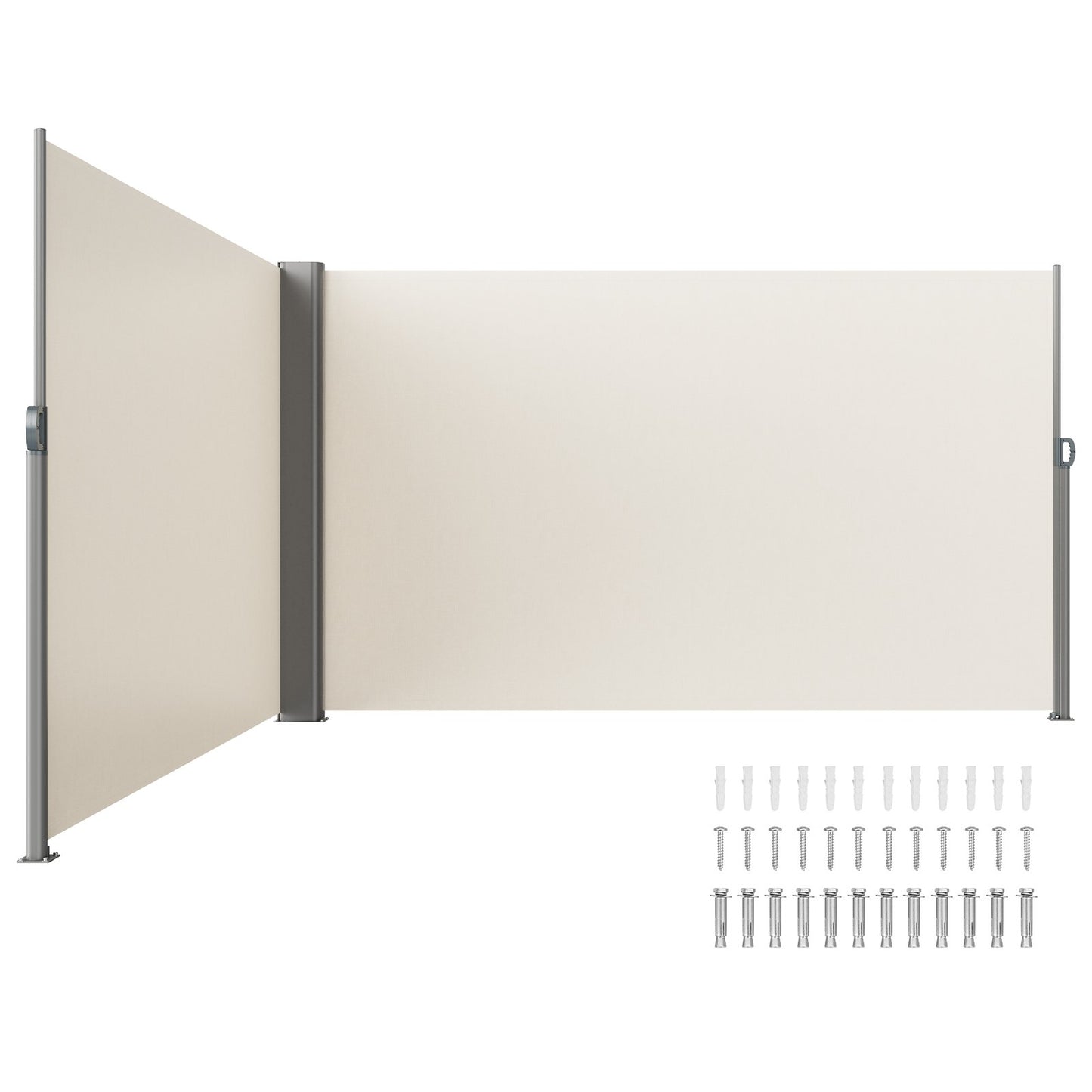 Beige Retractable Side Awning 71x236 Inches Aluminum Wind & Rain Screen Outdoor Shelter
