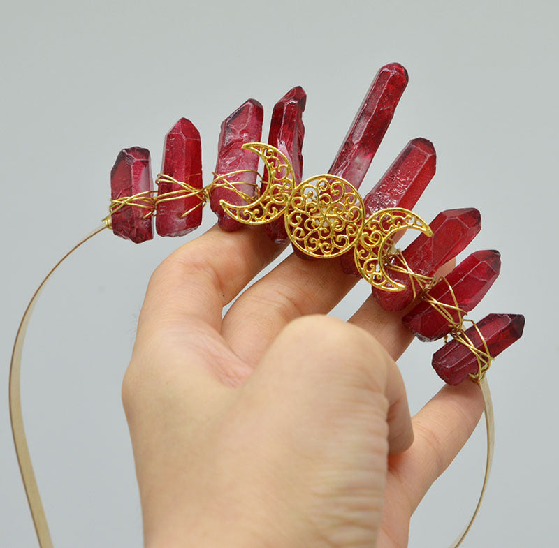 Natural Crystal Moon Headband Unisex Hair Accessory for Beauty & Hair Styling