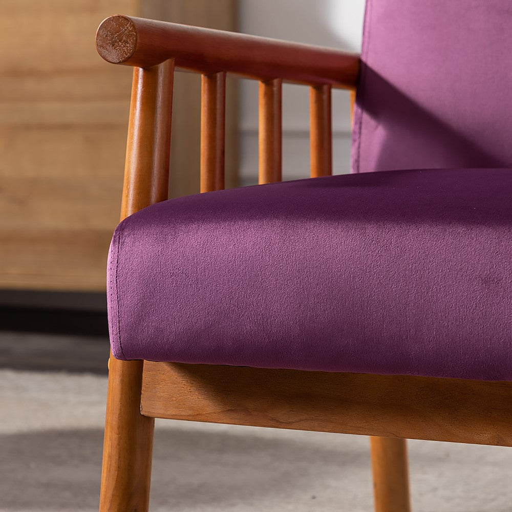 25 Wide Classic Mid-Century Modern Arm Chair, Eggplant