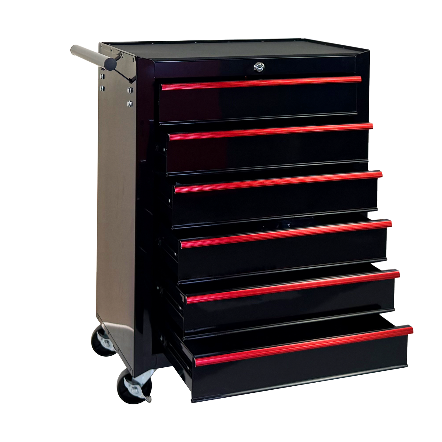 20-Inch Metal Rolling Tool Chest with 6 Drawers - Black Steel Storage Cabinet