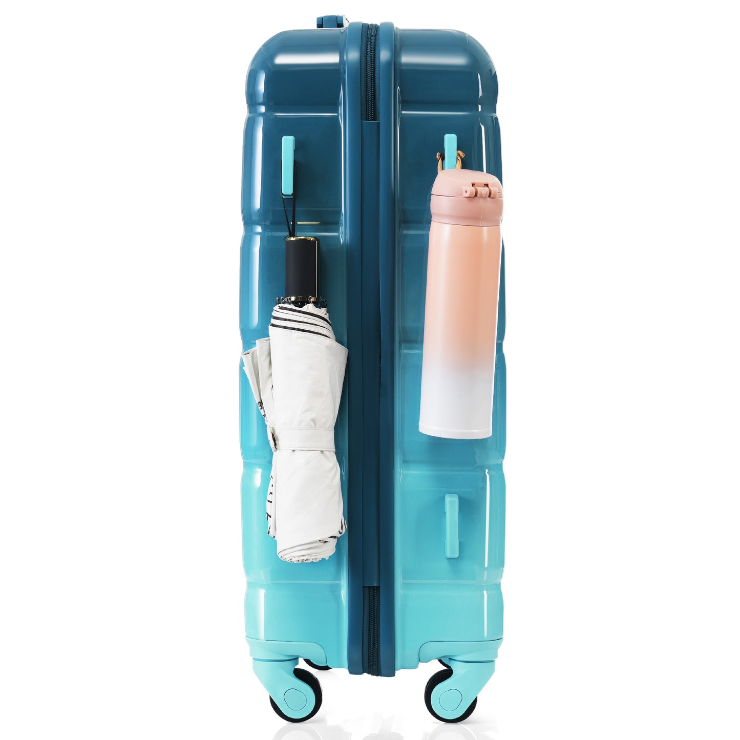 20-Inch Carry-On Luggage Set with USB Port - Blue