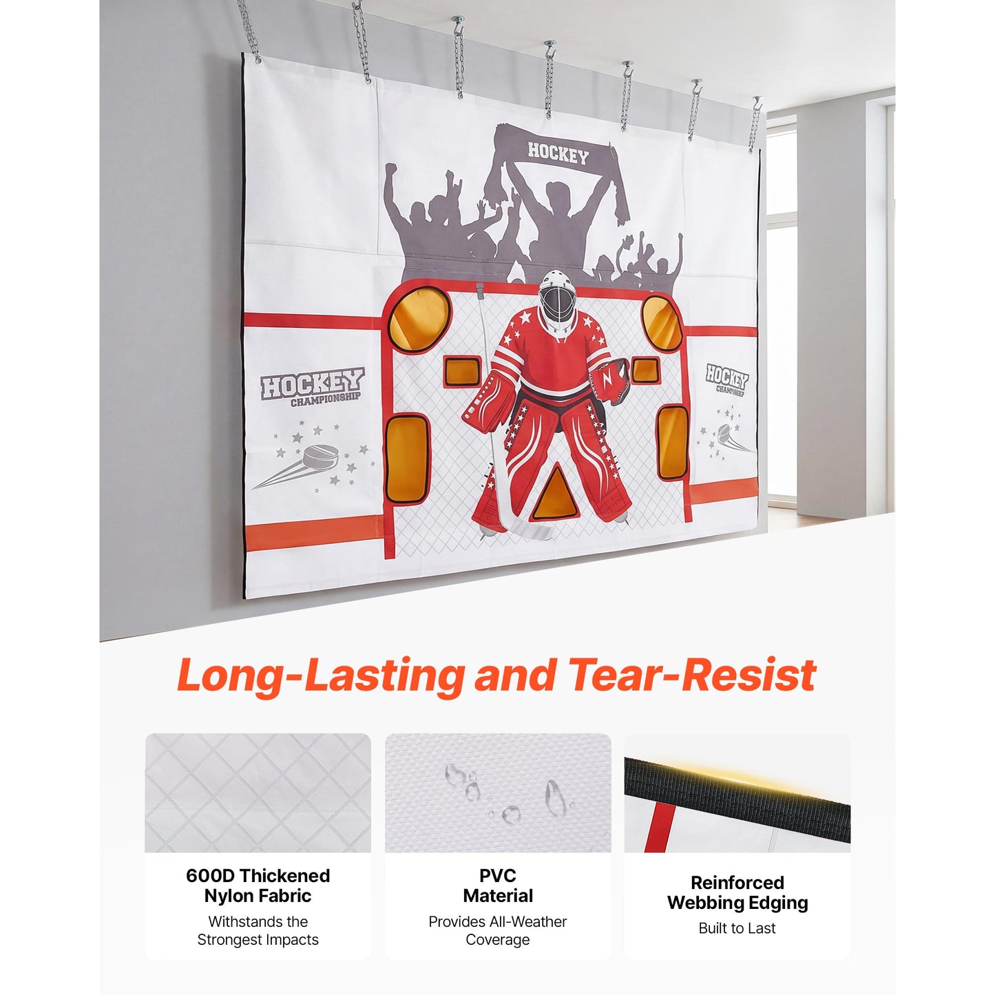 Hockey Shooting Practice Net - Ice Hockey Goal Target with 7 Holes, Easy Setup, Tear-proof Training Equipment