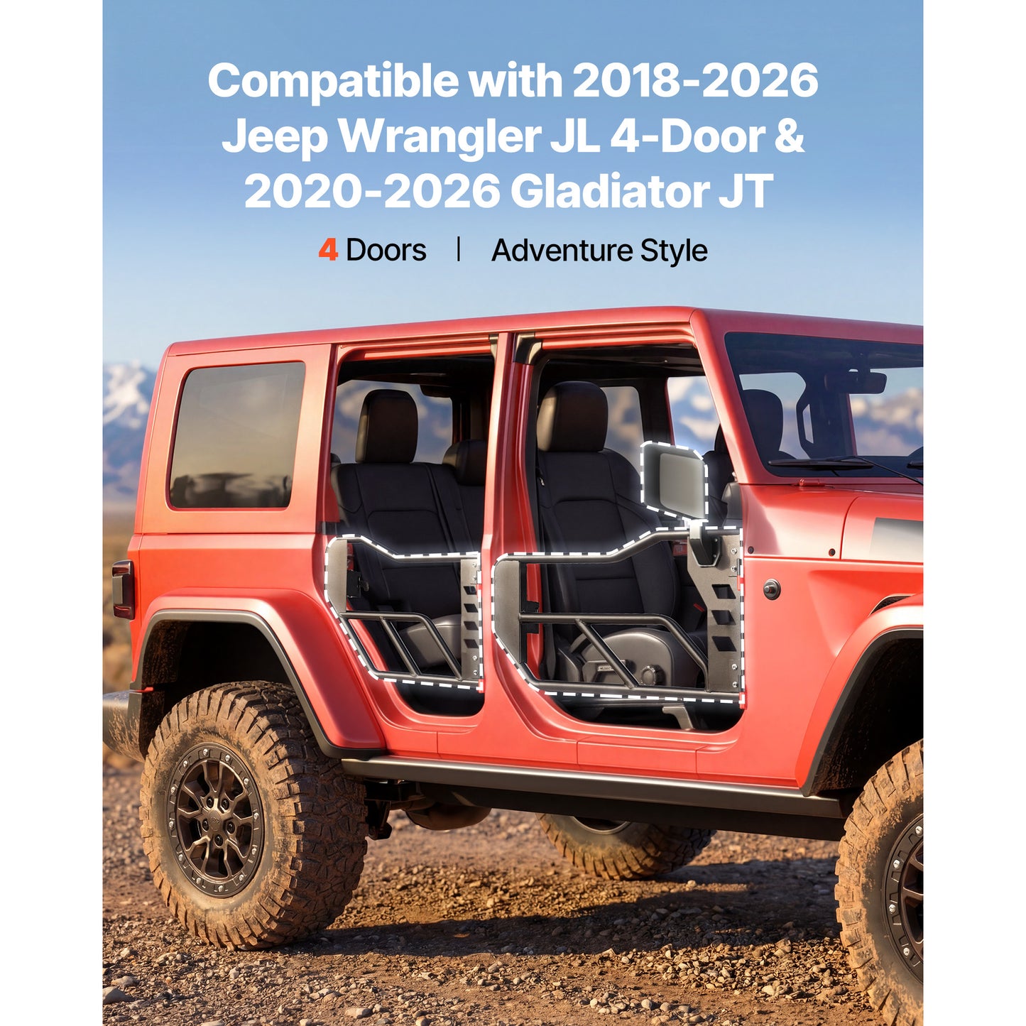 Jeep Tube Doors 4-Door Off-Road Steel Half Doors for Jeep Wrangler JL Gladiator JT