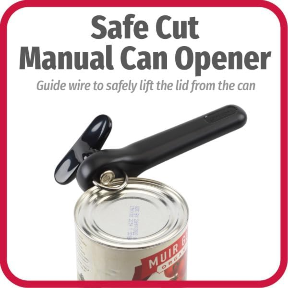 Can Opener, Safe Cut Manual No Sharp Edges, Black