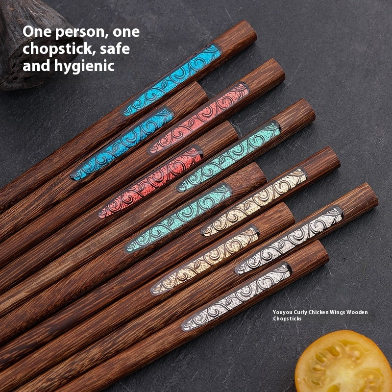 Retro Wooden Chopsticks - Colorful Kitchen Tableware, 25cm