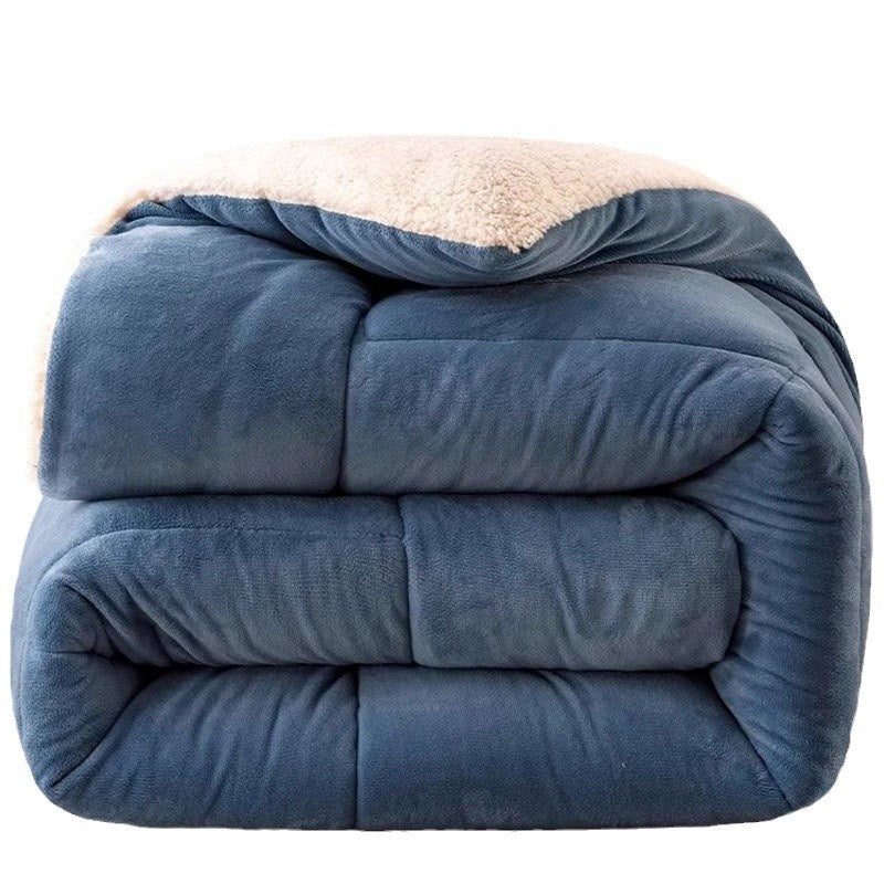 Winter Fleece Comforter Duvet Insert - Cotton-Filled Bedding for Cold Weather