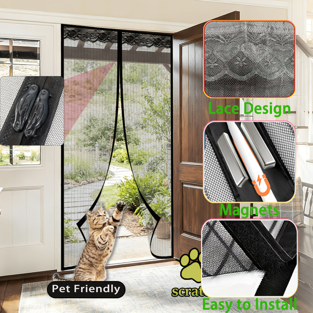 Magnetic Screen Door - Pet-Friendly Mesh Curtain with Auto-Close, Weather-Resistant
