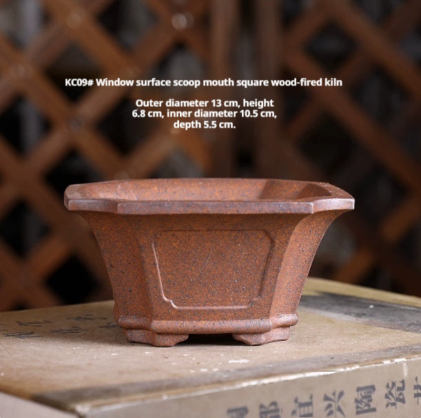 Small Purple Clay Flower Pot - Wood-Fired Indoor Plant Container for Desk or Study