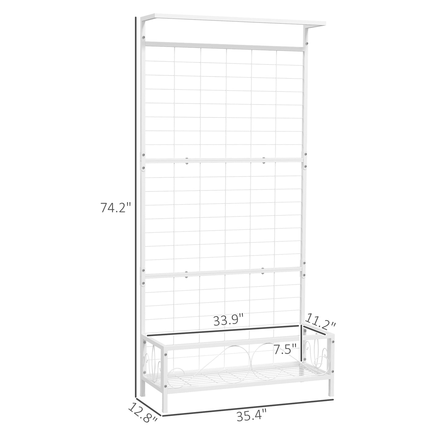 Metal Tall Plant Stand with Trellis - 74" White Garden Holder