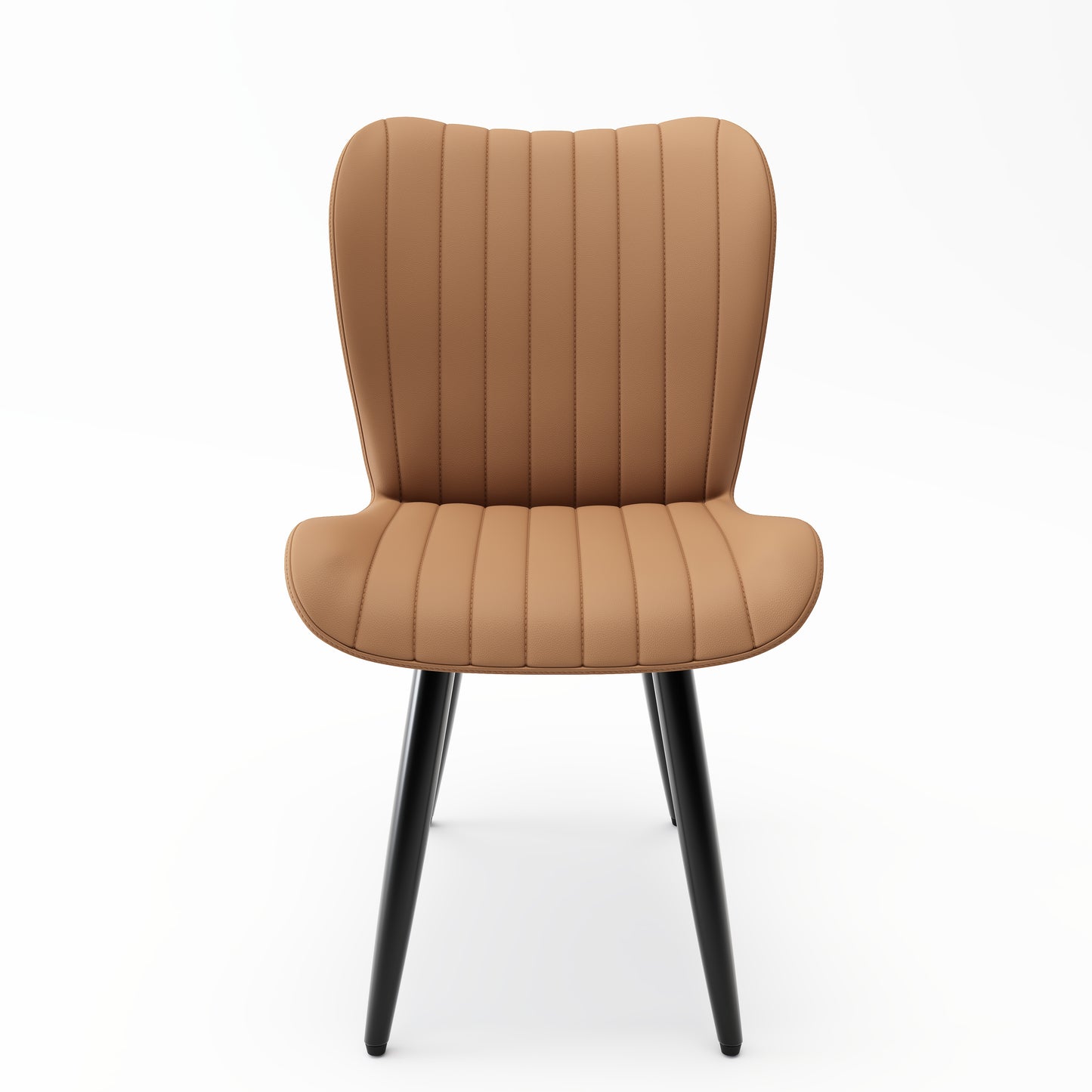 Modern PU Leather Dining Chairs - Set of 2, Brown
