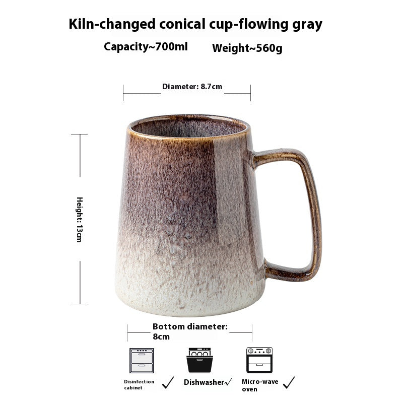 Large Ceramic Mug with Cover and Spoon - Art Kiln Baked 700ml Drinkware