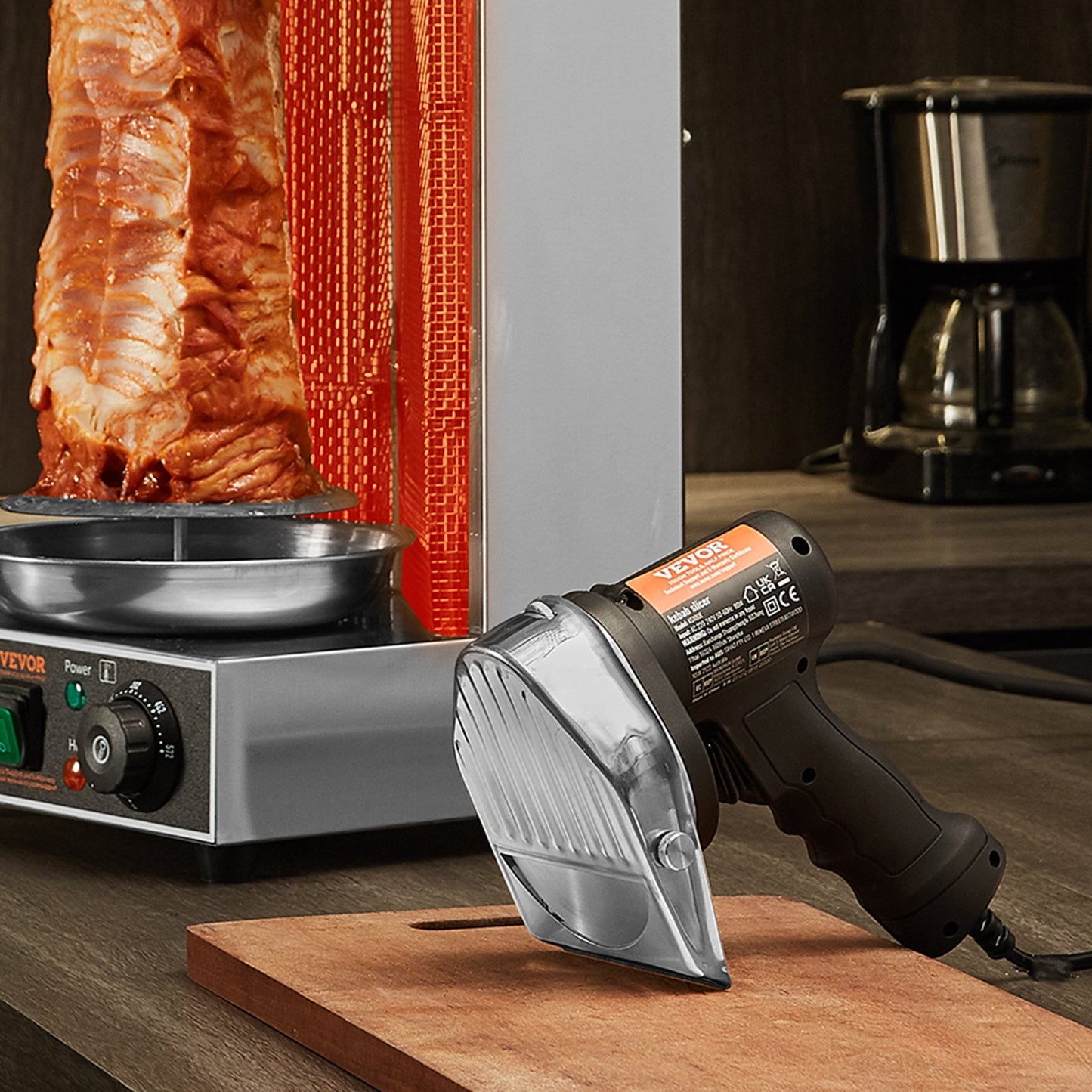 Electric Shawarma Knife 80W with 2 Blades Adjustable Thickness - Commercial Kebab Cutter