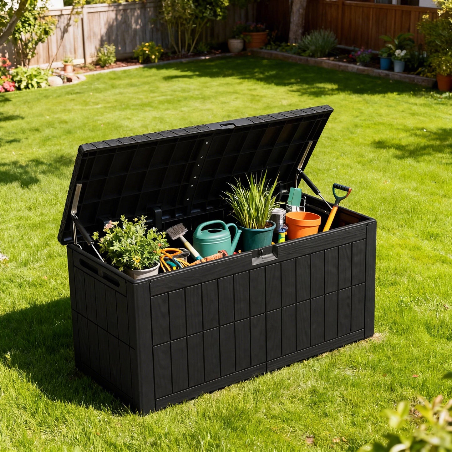 1 0 Gallon Outdoor Storage Box Water Proof Resin Deck Lockable Bin