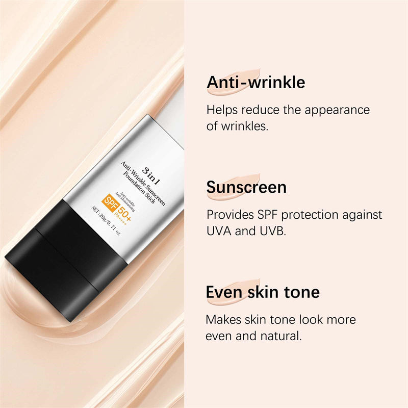 3-in-1 Moisturizing Foundation Stick Light Makeup for All Skin Types