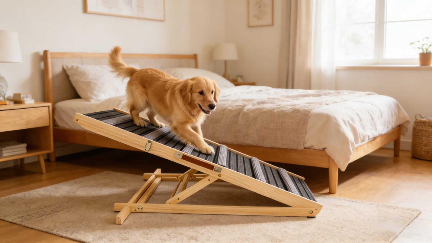 Adjustable Dog Ramp for Couch and Sofa - Non-Slip Pet Steps with Stable Support