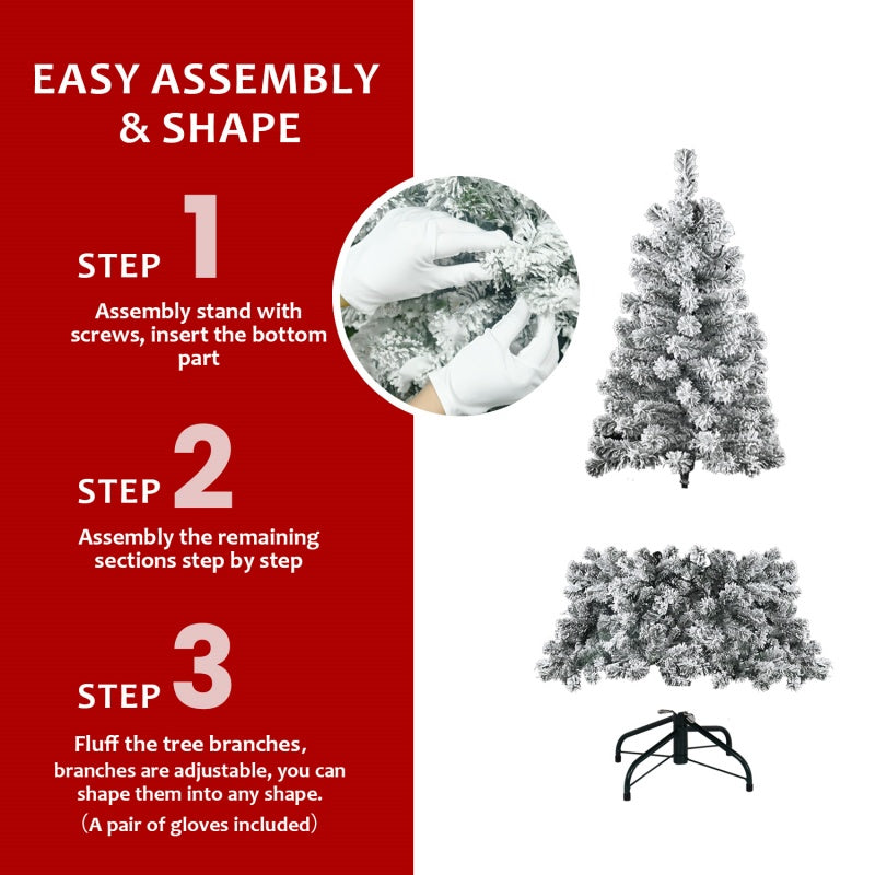 4ft Snow Flocked Artificial Christmas Tree with Foldable Base
