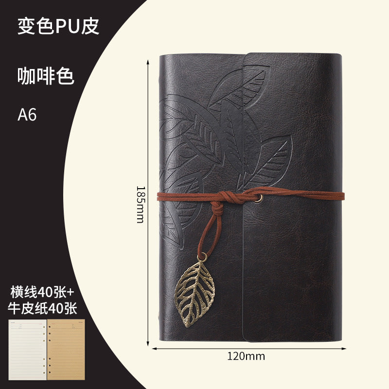 Vintage Travel Notebook - Loose Leaf Diary with Imitation Leather Cover