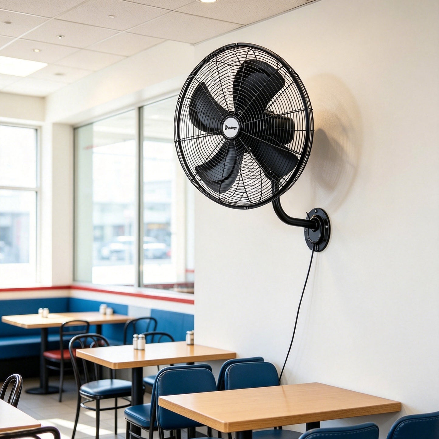 Black 18 Inch High Velocity Wall Mount Oscillating Fan - Industrial Metal Fan